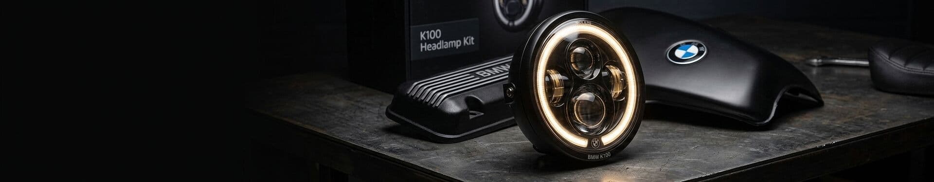 BMW K100 LED headlamp kit with halo ring — motorcycle lighting collection Dapper Motor